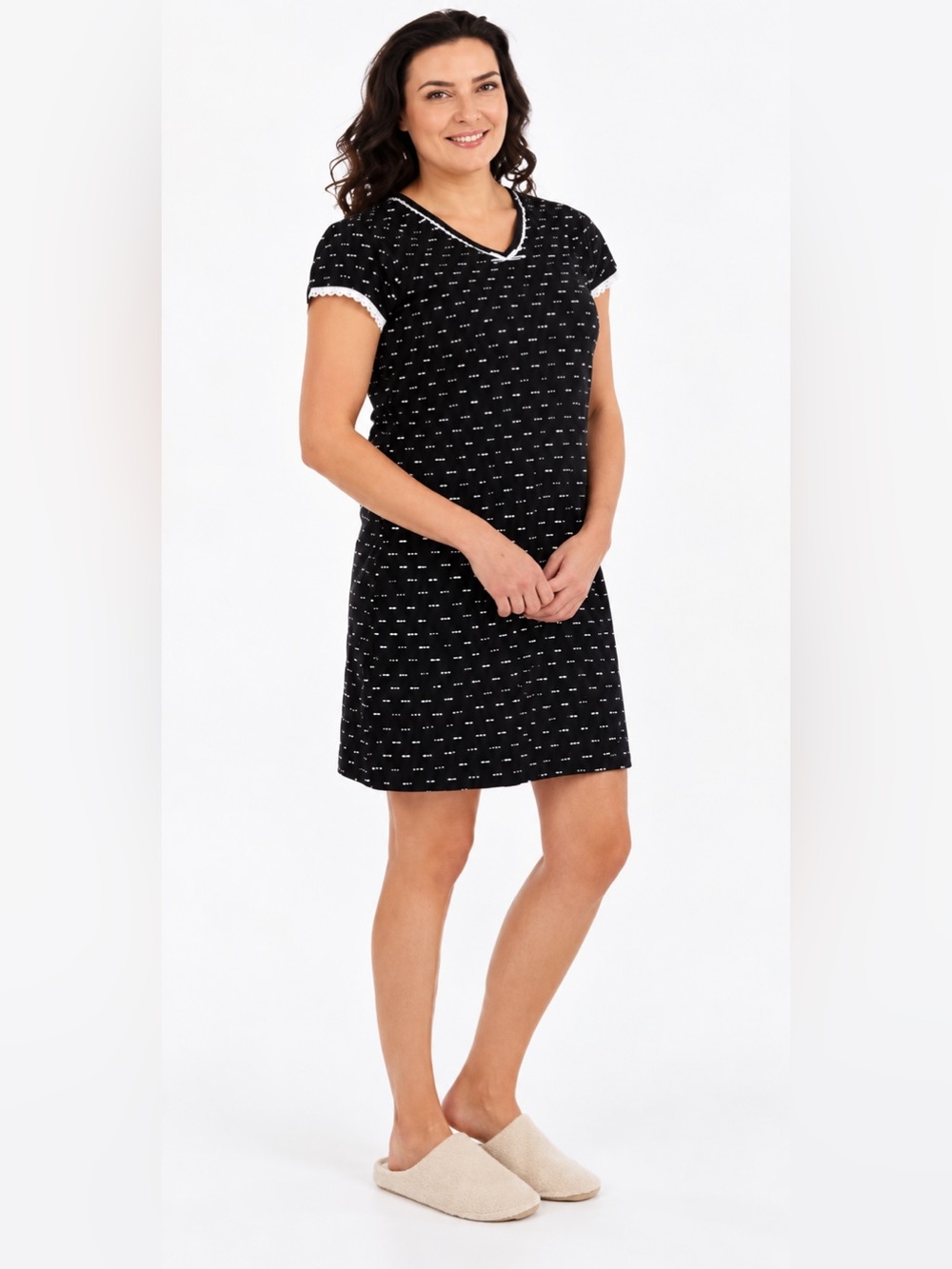 DKR Apparel Capsleeve Night-shirt-Black Dot